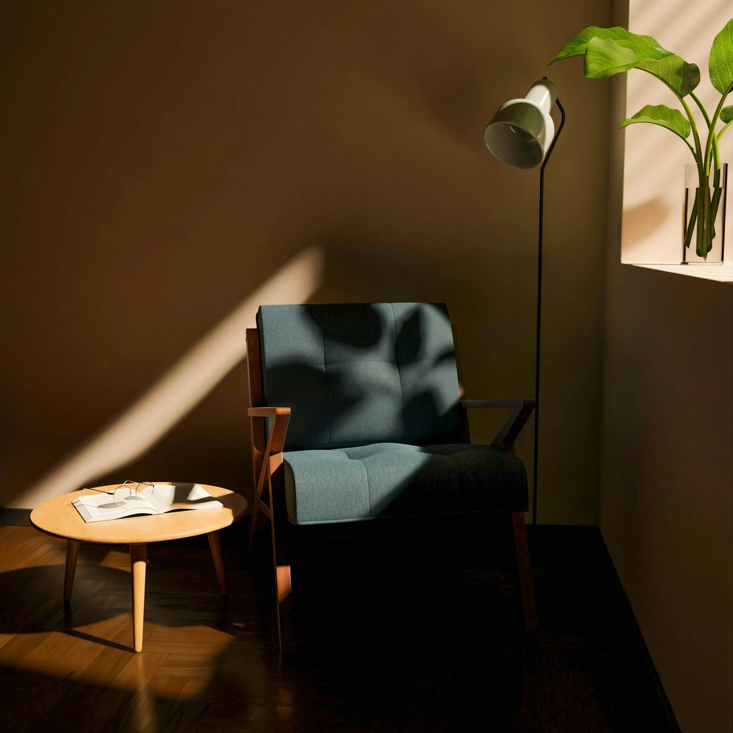 A quiet armchair in soft daylight